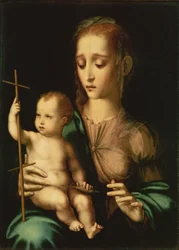 Madonna and Child with a Distaff, 1570-tal (olja på duk överförd från panel)